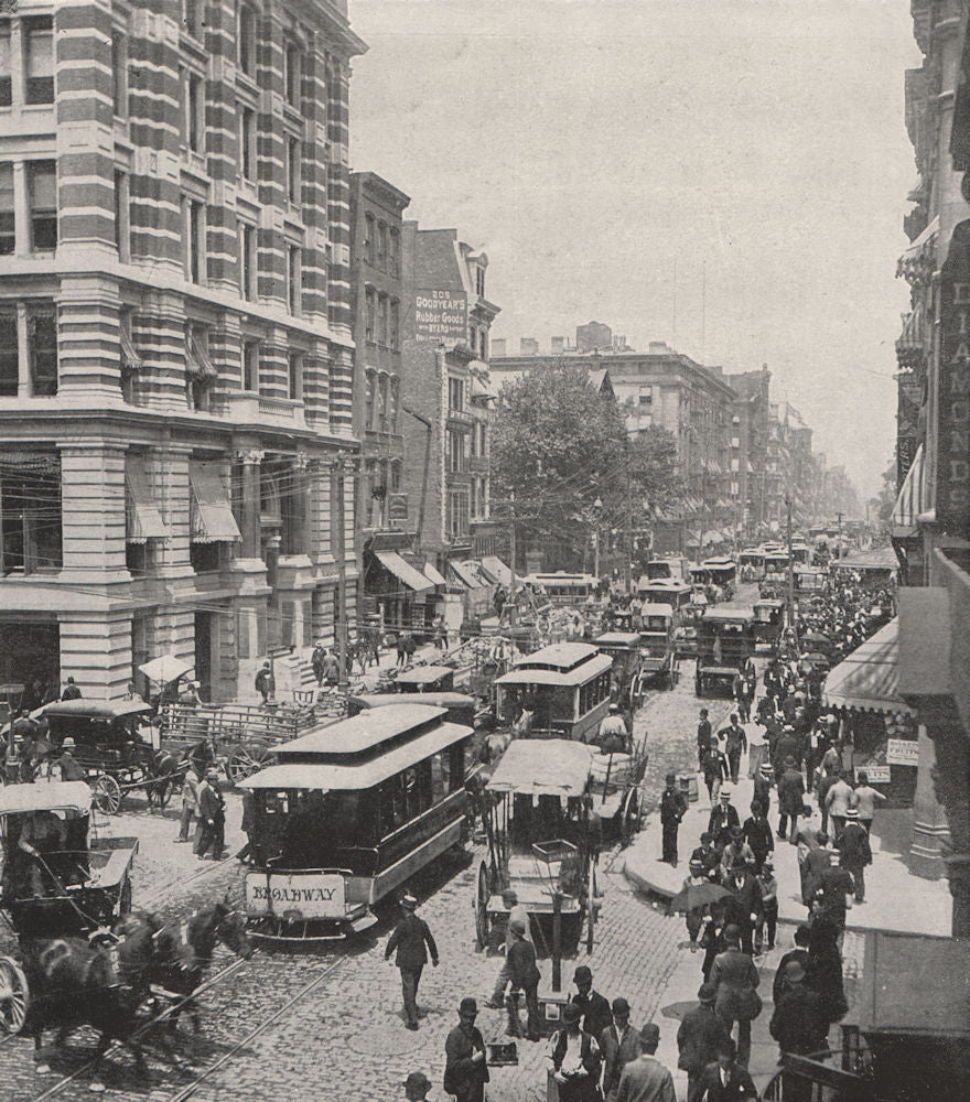 NEW YORK. Broadway, near the post office. New York 1895 old antique print
